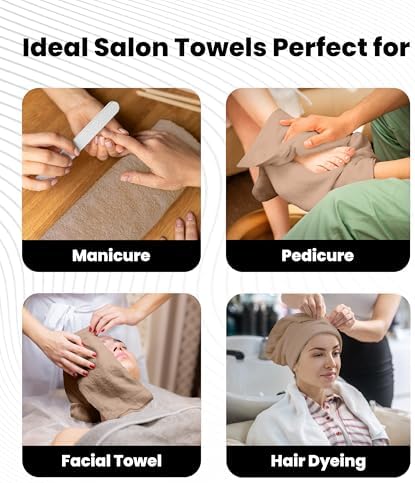 Avalon Towels Salon Towel - Beige Hand Towels Bulk Pack of 48-100% Cotton Absorbent Spa, Facial & Gym Towel for Working Out - 16x27 Inches (Not Bleach Proof) - Image 6