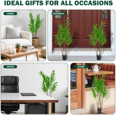 3.3FT Artificial Dracaena Plant, Faux Lucky Bamboo Tree with 6 Trunks - Image 5