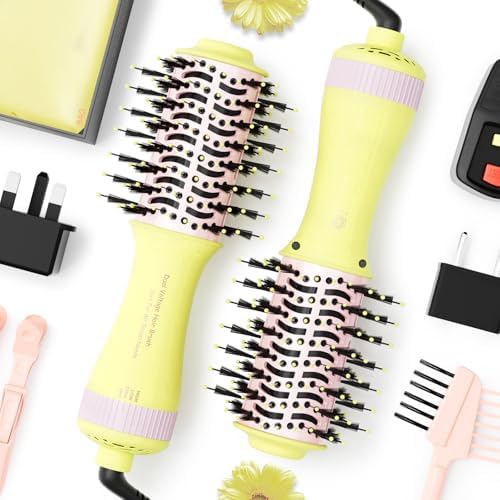 Auto Dual Voltage Hair Dryer Brush Blow Dryer Brush In One- International Travel Essentials For Women - Cepillo Secador De Cabello 2” Oval Size Hair Curler/Straightener Portable Mini Hair Styling Tool by MayAllDreamsRealizedEndingMisfortuneInAuspicious