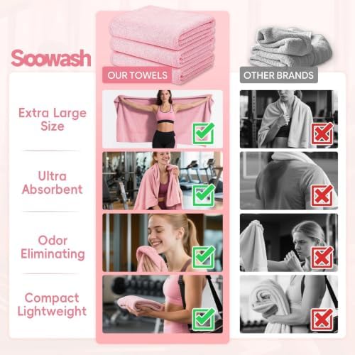 Microfiber Gym Towels for Showering Working Out Quick Dry Negative ions Large Middle Small Sizes Lightweight Gym Towel for Men Women Tennis Sports Towels for Body Hot Yoga Fitness Essentials - Image 4