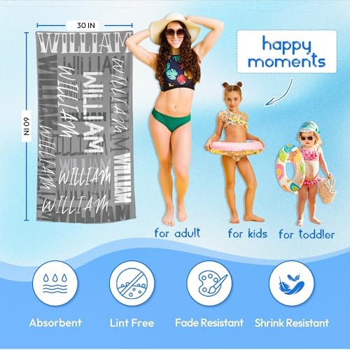 JML Personalized Beach Towel with Name, Custom Beach Towel with Name, Customized Microfiber Pool Towel, Quick Dry & Absorbent Swim Towel for Adult,Anniversary, Birthday, Summer Holiday,Vacation - Image 3