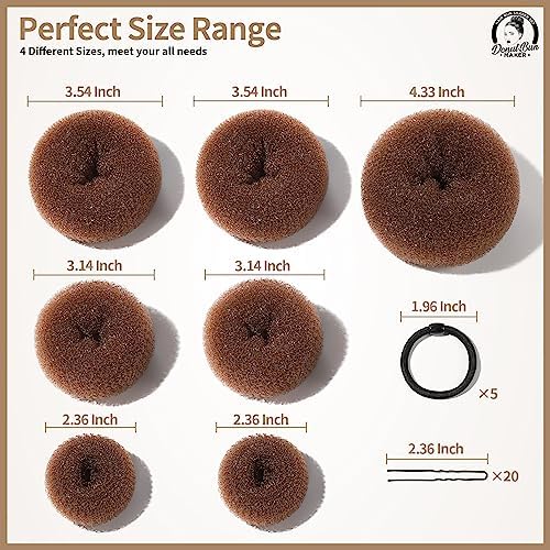 Teenitor Hair Bun Maker, 7pcs Bun Donuts for hair Buns(1 Extra-Large, 2 Large, 2 Medium, 2 Small), Light Brown - Image 2