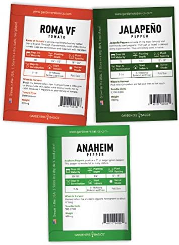 Gardeners Basics, Heirloom Salsa Growing Seed Packets, Roma VF Tomato, Jalapeno, Cilantro, Anaheim and Onion Seeds for Garden Non GMO 5 Free Plant Markers - Image 6