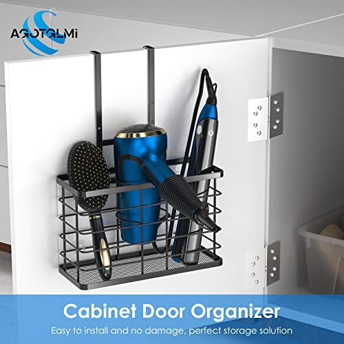 Hair Tool Organizer, Dryer Holder, 3 in 1 Blow Bathroom Organizer Wall Mounted/Cabinet Door for Flat Iron, Curling Straightener, Care & Styling Tools Storage Basket - Image 2