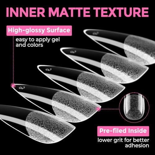 UNA GELLA Long Stiletto Soft Gel Nail Tips Full Cover Pre-shaped Fake Nails - Image 7