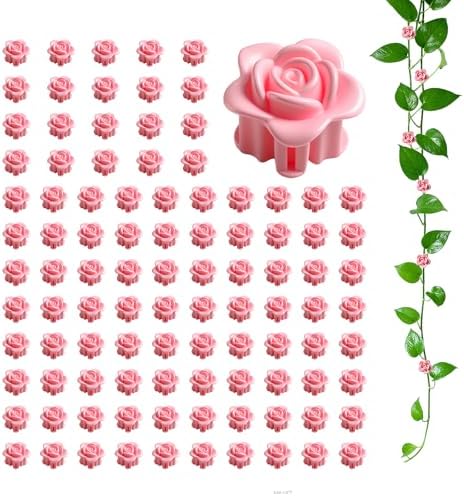 50 Pack Plant Vine Wall Clips – Decorative Flower Clips for Climbing Plants, Indoor & Outdoor Garden Vine Holders, Pink, Tool-Free Use, ABS Plastic by Unknown