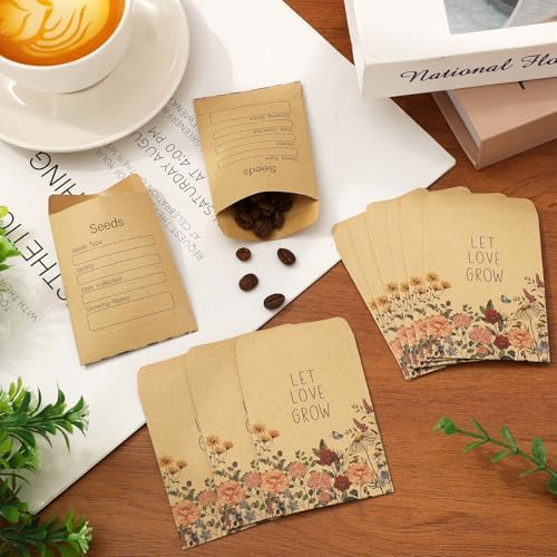 FYSUIMU 300Pcs Wildflower Seed Packets Let Love Grow Self-Adhesive Kraft Envelopes Rustic Floral Seed Storage Pockets for Garden Office Party Favors Supplies, 3.15 x 2.4 Inch - Image 4