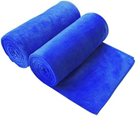 JML Large Microfiber Bath Towels Set of 2, 30x60 Inches, Dark Blue by JML