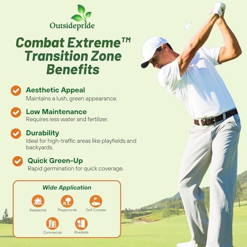 Outsidepride Combat Extreme Transition Zone Grass Seed Blend for Lawn 10 lbs - Fine, Medium Leaf Blades & Dense Turf for Sun, Shady & High Traffic Areas w/OptiGrowth Coating for Seed Enhancement - Image 3