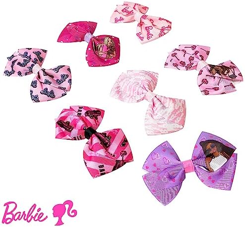 Luv Her Barbie Kids Bows - Hair Accessories Gift Set - Princess Hair Bows - 7 Pcs 4 Inch Bundle - Hair Bows for Girls - Barbie Hair clip - Alligator Clip - Ages 3 + - Image 2