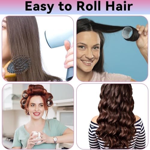 50pcs Hair Rollers with Clips Jumbo Large Medium Small Self Grip Rollers for Big Curlers Roller for Long Medium Short Hair DIY Hairdressing (Black-2, 50Pcs) - Image 4