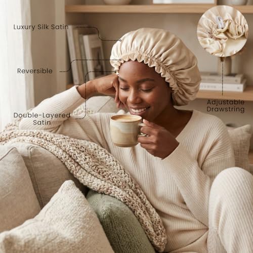Silk Satin Hair Bonnet for Sleeping Reversible - Image 3