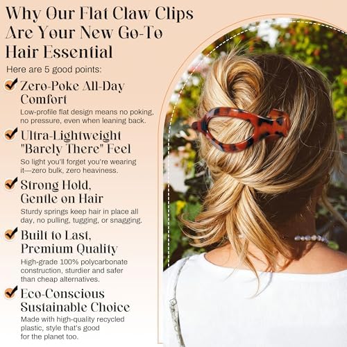 AWAYTR 6Pcs French Flat Hair Clips, Lay Flat Claw Clip for Women - Image 3