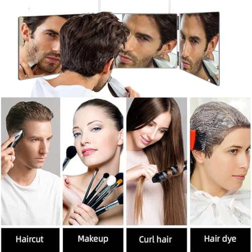 360 Mirror for Haircuts for Men for Women for Braiding Hair Trifold 3 Way Mirror to See Back of Head Barber Haircut Tool Three Way for Hair Cutting Self Cut - Image 7