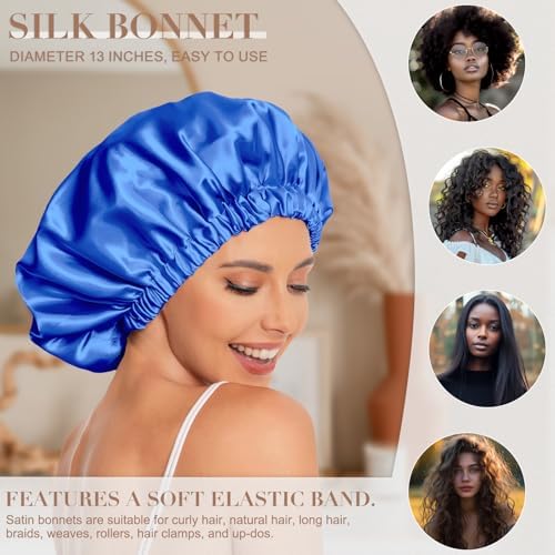 Edoneery Satin Bonnet for Sleeping Women, Double Layer Curly Hair Cap - Image 3