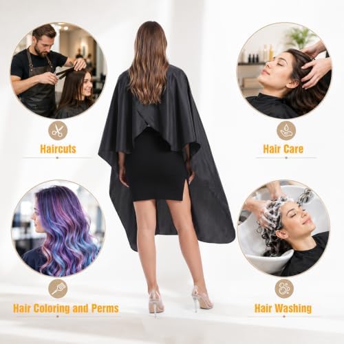 5 Pcs Black Hair Salon Capes,55 X 47 Inches Waterproof Salon Barber Cape - Image 5