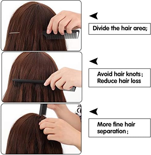 Patelai 12 Pcs Parting Combs Set Rat Tail Combs for Braiding, Black - Image 4