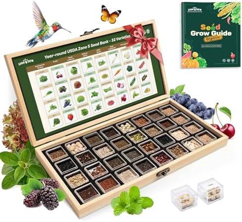 Zone 5 Seed Bank, 32 Types Heirloom Vegetables Herbs Seeds, Gardening Gifts by LUSHDEW