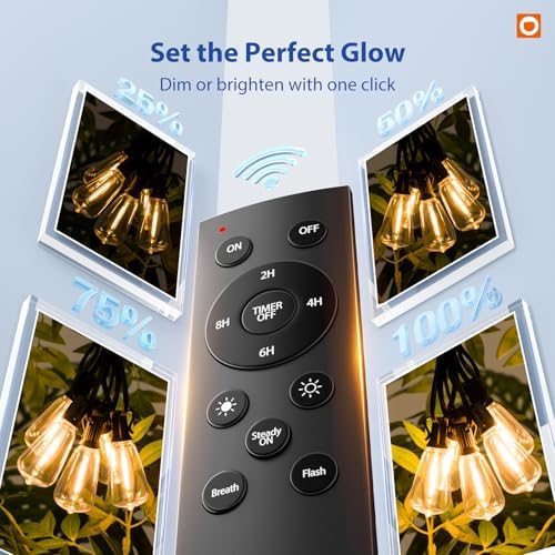 addlon 100FT Outdoor String Lights ST38 LED with Remote Waterproof Dimmable - Image 6