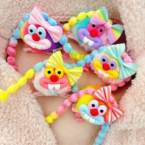 MIUPOO Fluffy Pom Poms Hair Clips,Crazy Hair Day Accessories for Girls,Quirky Little Monster Barrettes,Plush Duckbill Hairpins Hair Barrettes,Party Modeling Hair Accessories,5 Pieces. - Image 4