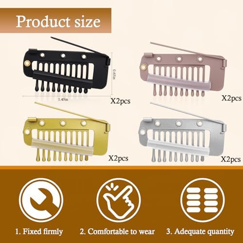 Vodolo Chunni Clips with Safety Pins,8 PCS Strong Chunni Grip Dupatta Setting Clips Indian for Woman （Mixed Colors） - Image 2