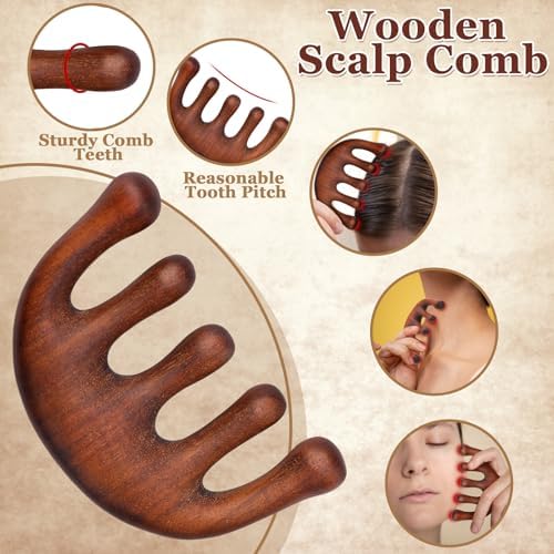 ProSuites 3 Pcs Wooden Head Scalp Massager Comb, Head Massage Tool for Relaxation Hair Gua Sha Comb for Mother,Gaughter,Wife - Image 2