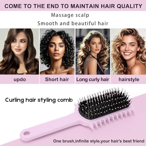 Curly Hair Brush, Volume Curl Defining Brush for Detangling Shaping and Styling Women's Curls, Reduce Pulling (Pink) - Image 6