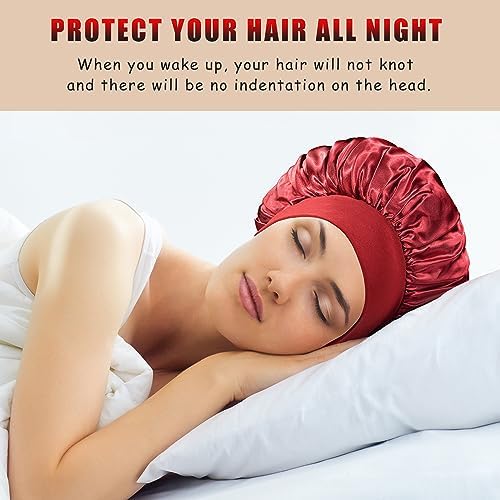 vidsel 2pcs Satin Sleep Bonnets for Women, Silk Hair Bonnet for Sleeping - Image 5
