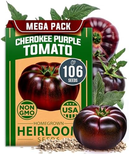 HOME GROWN Cherokee Purple Tomato Seeds, 106+ Seeds, Solanum lycopersicum by HOMEGROWN