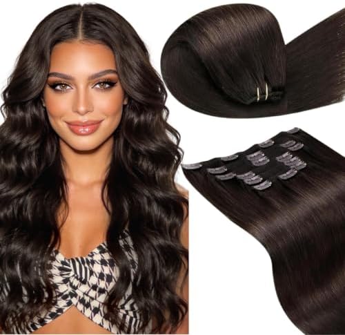 LaaVoo Hair Extensions Clip Ins, Remy Human Hair, 18 Inch by LaaVoo