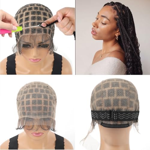 Braided Wigs Cap With Baby Hair Double Full Lace HD Wig Cap for Crochet Braids Wig Cap with Natural Knots Breathable Lace Wigs Caps for Making Wig Glueless Crochet Wig Caps (113knots) - Image 3