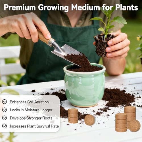 ZeeDix 50 Pack 40mm Organic Coco Coir Pellets Seed Starter Soil - Image 3