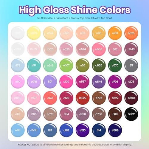 Beetles Gel Nail Polish Set, 63 PCS 55 Colors Gel Polish Kit with Base Coat - Image 2