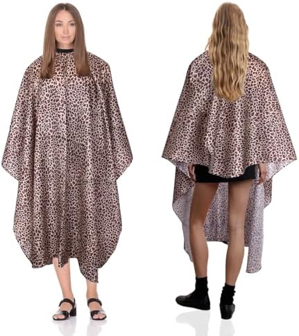 Waterproof Leopard Hair Cutting Cape - 64" x 56" Salon Cape with Adjustable Neckline for Professional Stylists and Home Use - Image 3
