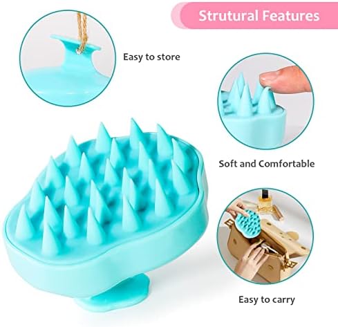 URTHEONE Hair Scalp Massager Shampoo Brush,Soft Silicone Hair Scrub Brush for Wet Dry Hair, Relax Scalp, Reduce Dandruff,Promote Hair Growth,Scalp Scrubber Hair Care Tools for Shower (Blue) - Image 2