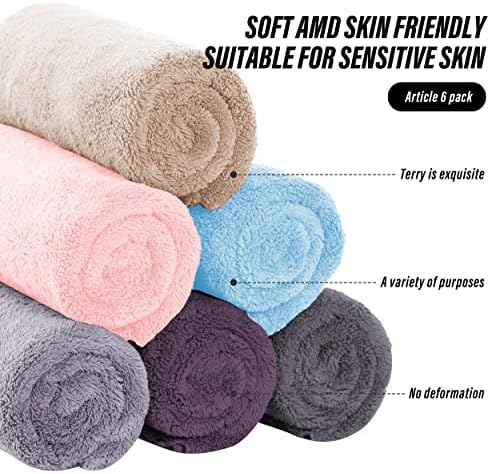 MOONQUEEN 6 Pack Premium Hand Towels - Quick Drying - Microfiber Coral Velvet Highly Absorbent Towels - Multipurpose Use as Hotel, Bathroom, Shower, Spa, Hand Towel 16 x 28 inches (Multicolor) - Image 7