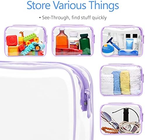 PACKISM Clear Makeup Bag Travel - TSA Approved Toiletry Bag, 2 Light Purple - Image 5