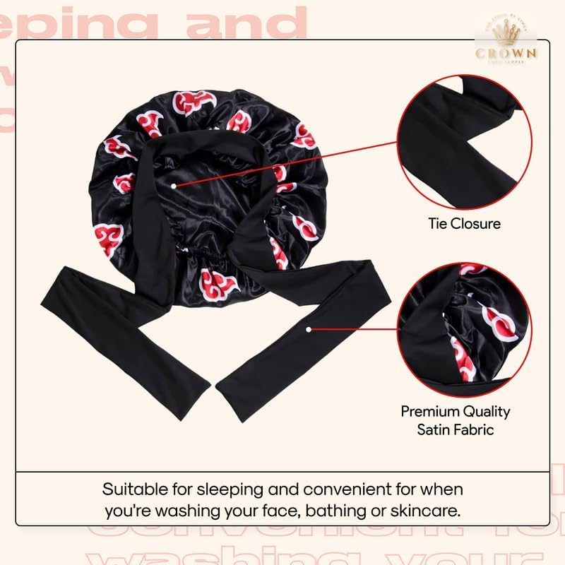 Silky Design Non Slip Bonnet with Tie Adjustable Women and Men Bonnets for Sleeping Comfortable Satin Fabric (Akat) - Image 3