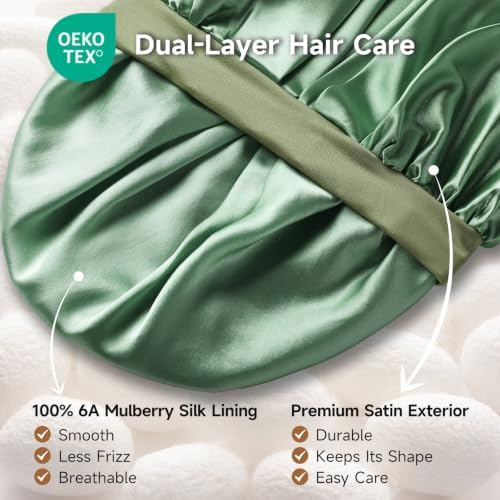 Umisleep 22 Momme Silk Lined Bonnet for Sleeping Women, Double Layer, Soft - Image 2