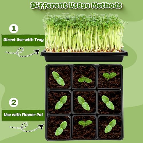 3.5in 50Pcs Black Square Nursery Pots with 5Pcs Plastic Seed Starting Trays - Image 4