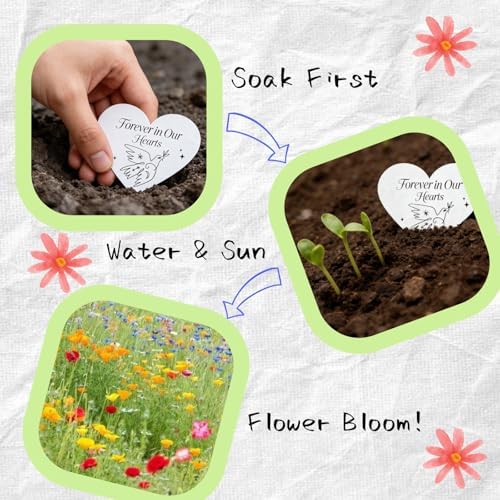 50 Pcs Plantable Seed Paper Hearts, 2.5"x2" Wildflower Seed Paper for Funeral Favors, Memorials & Eco-Friendly Gifts, Biodegradable Plantable Gifts Cards, Sympathy Guest Favors, After-Event Keepsakes - Image 4