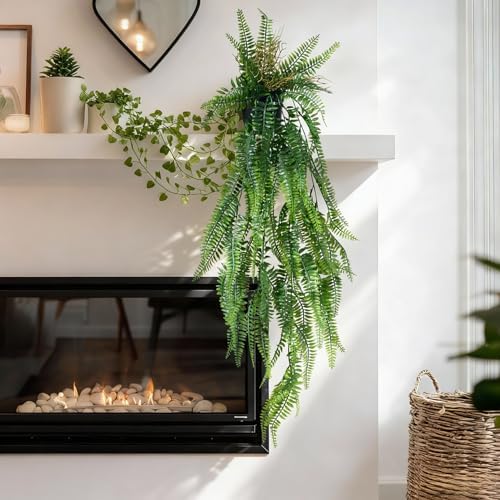 Artificial Hanging Plant 2 Pcs Faux Eucalyptus Vine Ivy Vine Faux Plant Fake Potted Greenery for Wall Living Room Home Shelf Office Bathroom Outdoor Indoor Decor (Type 3) - Image 7