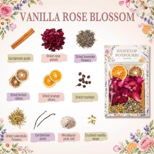 1 Pcs Herbal Floral Simmer Pot Stovetop Potpourri 30G Vanilla Rose - Image 2