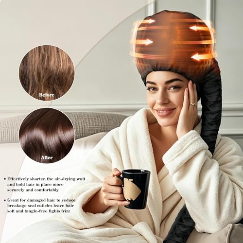 Hooded Hair Dryer Bonnet, Fast Drying Bonnet Hair Dryer for Natural Hair, Deep Conditioning Styling Curl Enhancing, Adjustable Fit Portable Lightweight for Travel（Black） - Image 4