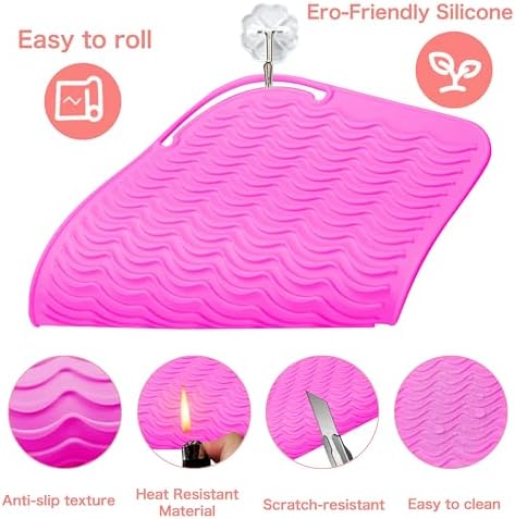 Heysam Curling Wands Pad Mat for Flat Iron Hair Straightener, Rose Red - Image 5