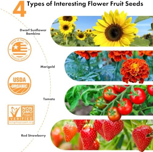 LYKOCLEAN Flower Fruit Seed Pods for AeroGarden, Ahopegarden, iDOO Hydroponics Growing System Indoor, 350 Seeds Including Dwarf Sunflower Bambino, French Marigold, Red Tomato, Red Strawberry (12-Pods) - Image 3