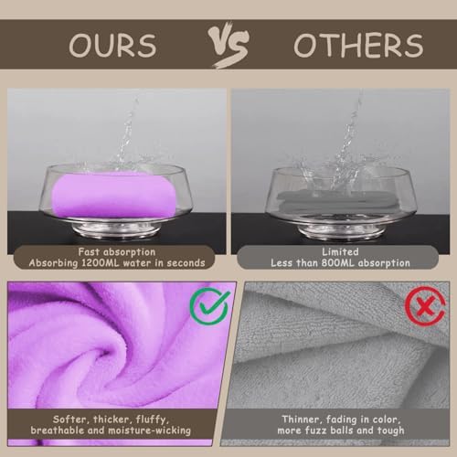 3 Pack Microfiber Hair Towel Wrap for Women, Fast Drying Hair Turban with Button, Anti-Frizz Large Hair Towel for All Hair Styles, Soft & Absorbent Hair Drying Towel(Red,Bule,Purple) - Image 4