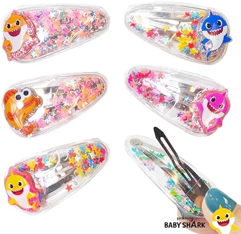 Baby Shark Hair Accessories For Girls, 6pc Cute Hair Clips with Favorite Babyshark Character Charms, Magical Confetti Slaps for Kids, Toddler, Ages 3+ - Image 5