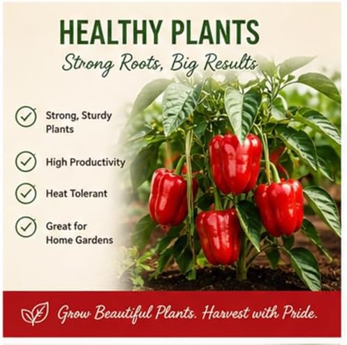 Big Red Bell Pepper Seeds (Capsicum annuum) – 50+ Non-GMO Heirloom Seeds by Isla’s Garden Seeds, Sweet & Crisp Large Peppers, High-Yield Warm-Season Variety for Garden Beds or Containers, Garden Gift - Image 3