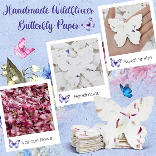 Dunzoom 50 Pcs Plantable Seed Paper Tags Wildflower,Butterfly Shape - Image 4